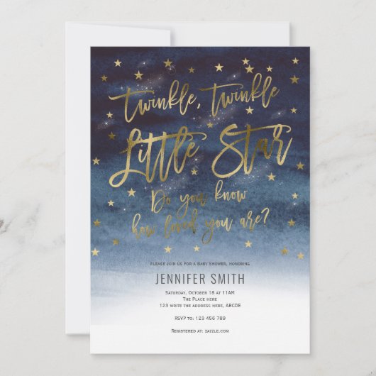 Twinkle Twinkle Little Stars, Baby shower Kaart (Voorkant)