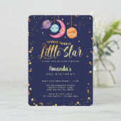 Twinkle Twinkle Little Stars & planets Birthday Kaart (Staand voorkant)