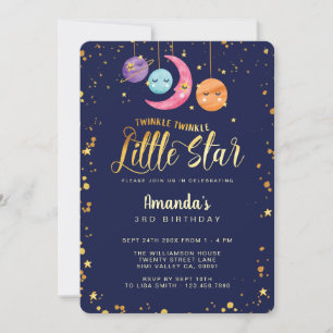 Twinkle Twinkle Little Stars & planets Birthday Kaart