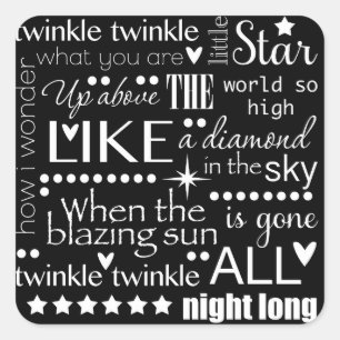 Twinkle Twinkle Little Start Word Art Text Design Vierkante Sticker