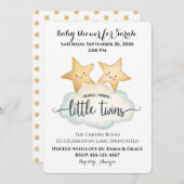 Twinkle, Twinkle Little Twins Baby shower Invitati Kaart (Voorkant / Achterkant)