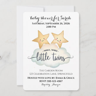 Twinkle, Twinkle Little Twins Baby shower Invitati Kaart