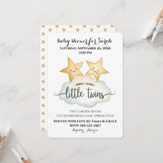 Twinkle, Twinkle Little Twins Baby shower Kaart