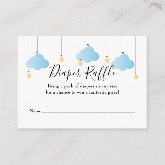 Twinkle Twinkle Luier Raffle Baby Shower Informatiekaartje (Voorkant)