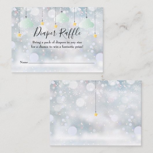 Twinkle Twinkle Luier Raffle Winter Baby shower Informatiekaartje (Voorkant / Achterkant)