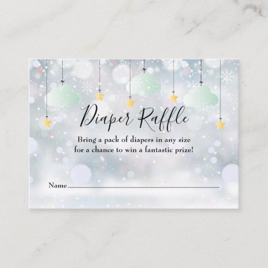 Twinkle Twinkle Luier Raffle Winter Baby shower Informatiekaartje (Voorkant)