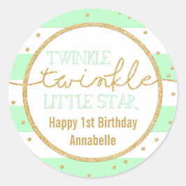 Twinkle Twinkle Mint en Gold Verjaardag Sticker