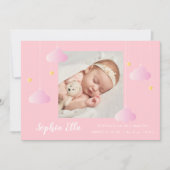 Twinkle Twinkle Mooie Roze Foto Geboorte Baby Meis Aankondiging (Voorkant)
