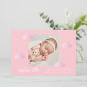 Twinkle Twinkle Mooie Roze Foto Geboorte Baby Meis Aankondiging (Staand voorkant)