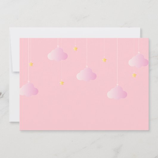 Twinkle Twinkle Mooie Roze Foto Geboorte Baby Meis Aankondiging (Achterkant)