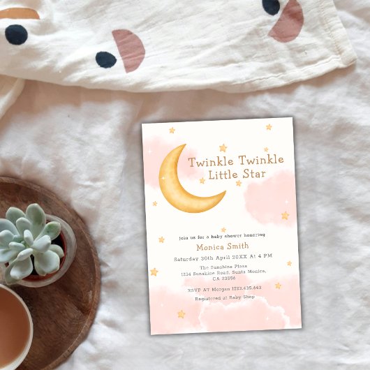 Twinkle Twinkle Moon Stars Meisje Baby shower Kaart