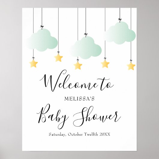 Twinkle Twinkle Neutrale Baby Shower Welkom Bord Poster (Voorkant)