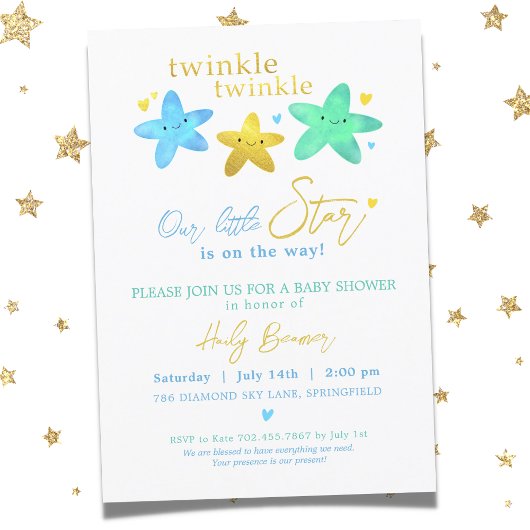 Twinkle Twinkle Ons kleine Star Baby shower Invita Kaart