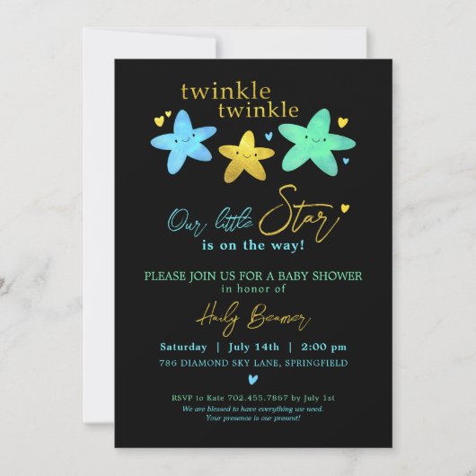 Twinkle Twinkle Ons kleine Star-Baby shower Kaart (Voorkant)