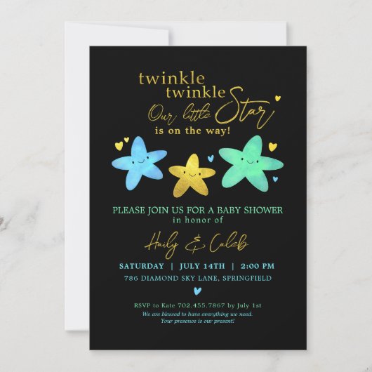 Twinkle Twinkle Ons kleine Star-Baby shower Kaart (Voorkant)