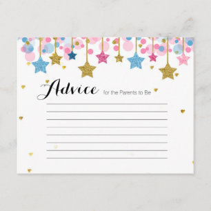 Twinkle Twinkle Pink Blue Advice Card Baby shower Informatiekaartje