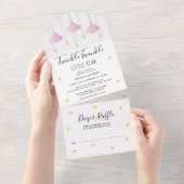 Twinkle Twinkle Pink Girl Baby shower All In One Uitnodiging (Afscheurbaar)