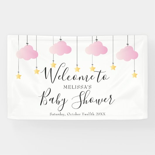 Twinkle Twinkle Pink Girl Baby shower Welkom Spandoek (Horizontaal)