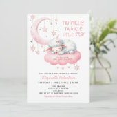 Twinkle Twinkle Pink Lamb Meisjes Baby shower Kaart (Staand voorkant)