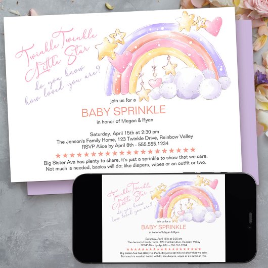 Twinkle Twinkle Pretty Regenboog Baby Sprinkle Kaart