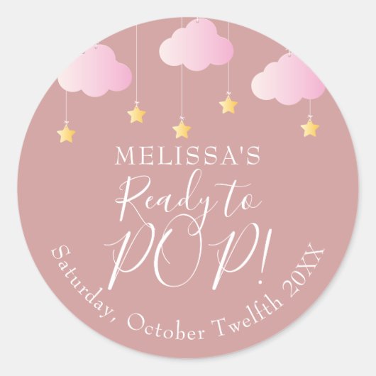 Twinkle Twinkle Ready To POP Roze Baby Shower Ronde Sticker (Voorkant)