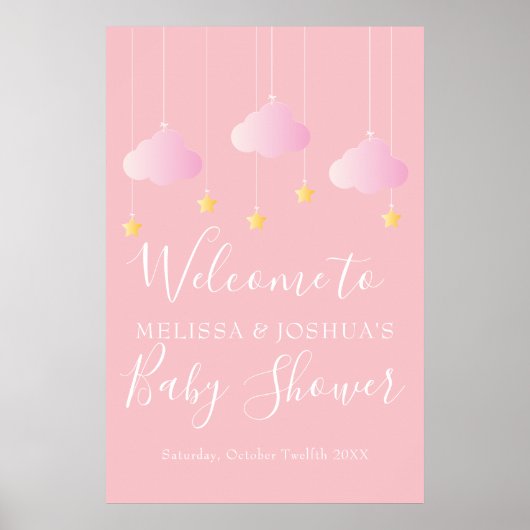 Twinkle Twinkle Roze Baby Meisje Shower Welkom Poster (Voorkant)