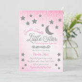 Twinkle Twinkle, Roze Baby shower uitnodiging (Staand voorkant)