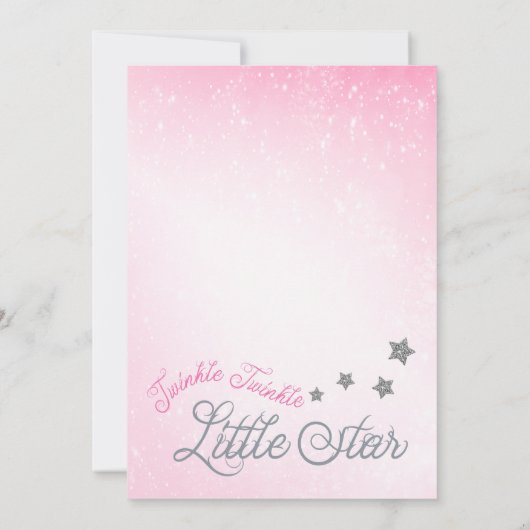 Twinkle Twinkle, Roze Baby shower uitnodiging (Achterkant)