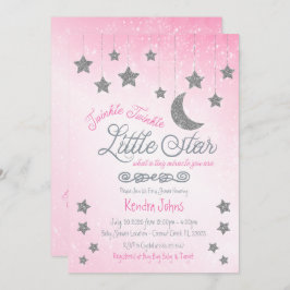 Twinkle Twinkle, Roze Baby shower uitnodiging