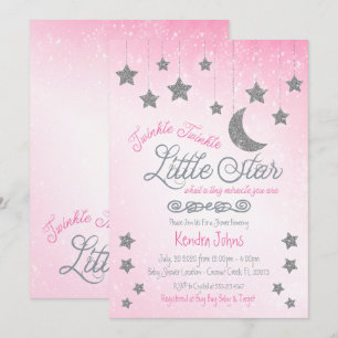 Twinkle Twinkle, roze Baby shower-uitnodiging Kaart