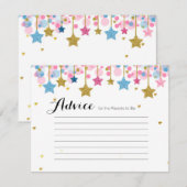 Twinkle Twinkle Roze blauw Advies Kaart Baby showe (Voorkant / Achterkant)
