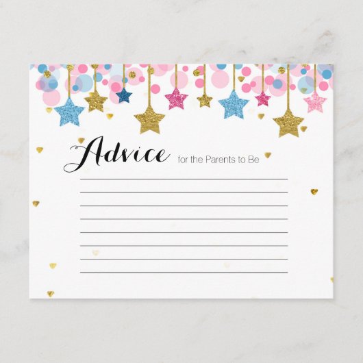 Twinkle Twinkle Roze blauw Advies Kaart Baby showe (Voorkant)