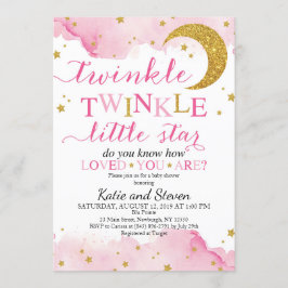 Twinkle Twinkle (roze & goud) Baby shower Kaart