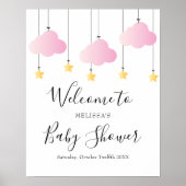 Twinkle Twinkle Roze Meisje Baby Shower Welkom Bor Poster (Voorkant)