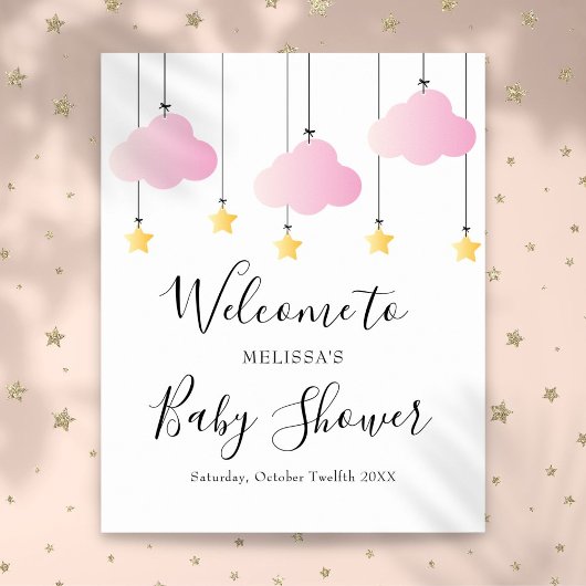 Twinkle Twinkle Roze Meisje Baby Shower Welkom Bor Poster