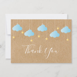Twinkle Twinkle Rustic Kraft Boho Blue Bedankkaart