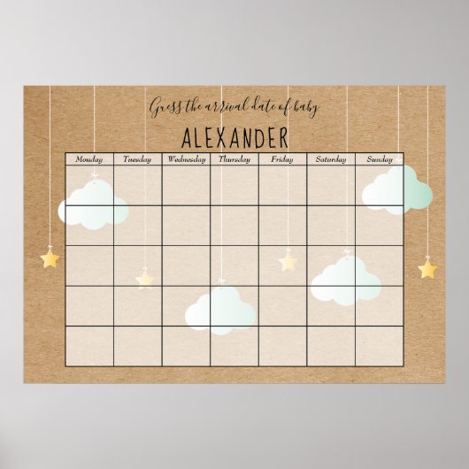 Twinkle Twinkle Rustieke Gok de Verwachte Datum Poster (Voorkant)