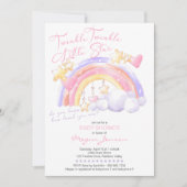 Twinkle Twinkle Schattige Regenboog Roze Meisje Ba Kaart (Voorkant)