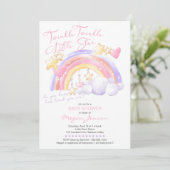 Twinkle Twinkle Schattige Regenboog Roze Meisje Ba Kaart (Staand voorkant)