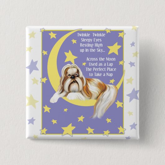 Twinkle Twinkle Shih Tzu Vierkante Button 5,1 Cm (Voorkant)