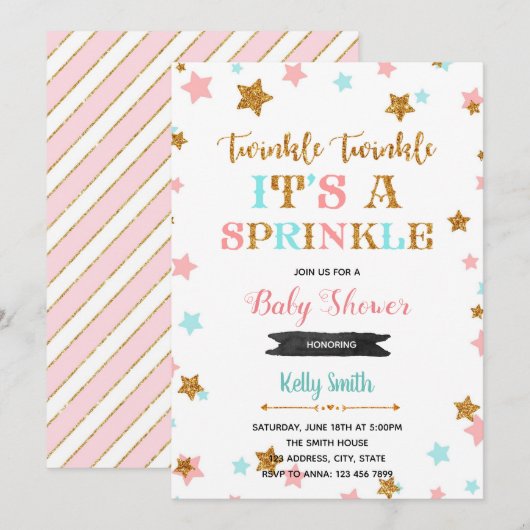 Twinkle Twinkle spetter regenbui uitnodiging (Voorkant / Achterkant)