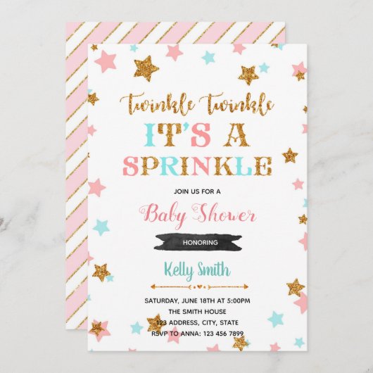 Twinkle Twinkle spetter spetter uitnodiging (Voorkant / Achterkant)