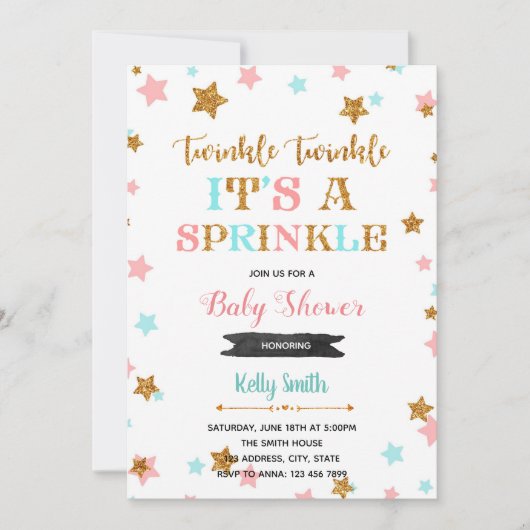 Twinkle Twinkle sprinkle doucheuitnodiging Kaart (Voorkant)