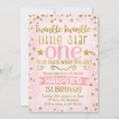 Twinkle Twinkle Star 1st Birthday Invitation Kaart (Voorkant)