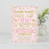 Twinkle Twinkle Star 1st Birthday Invitation Kaart (Staand voorkant)