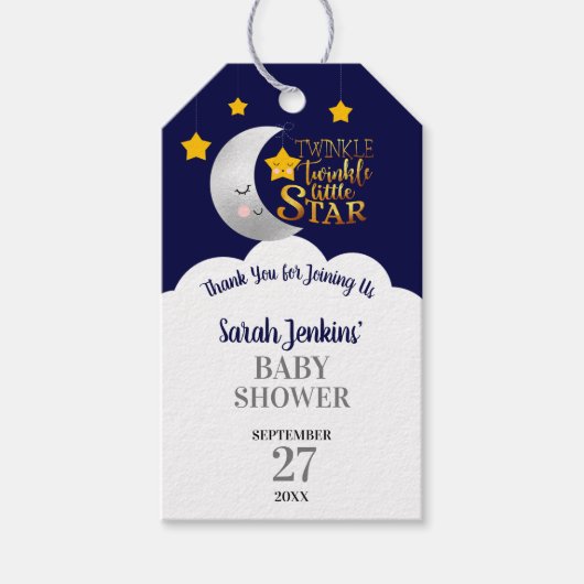 Twinkle Twinkle Star Baby shower Favor Cadeaulabel (Voorkant)