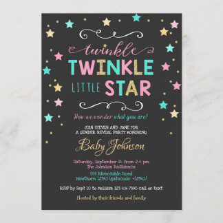 Twinkle Twinkle Star Baby shower, geslachtsonthull Kaart