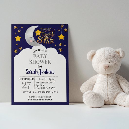 Twinkle Twinkle Star Baby shower Invitation Kaart