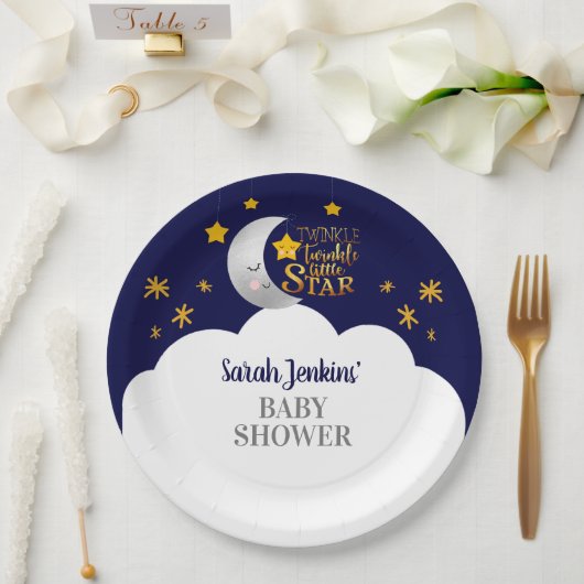 Twinkle Twinkle Star Baby shower Papieren Bordje (Huwelijk)