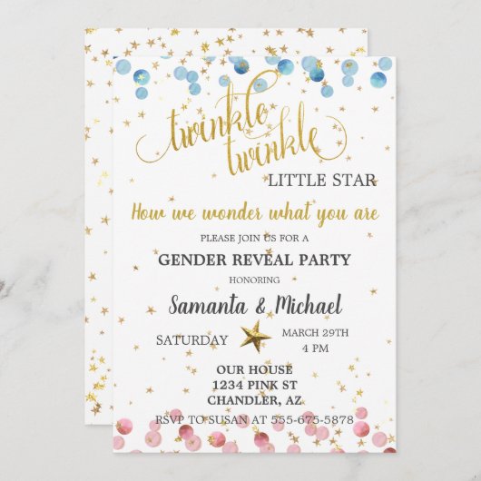 Twinkle Twinkle Star Gold: Kaart (Voorkant / Achterkant)